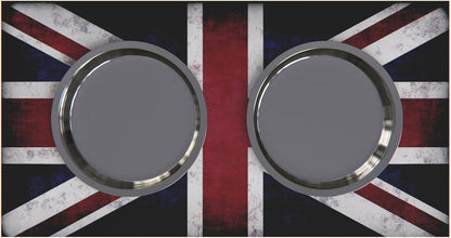 GrooveThis Woodshop - Personalized Elevated Dog Bowl Stand for Large, Medium, Small, X-Small Dogs - Stainless Steel Food and Water Bowls - Raised Dog Dish with Internal Storage (Small, Flag Design)