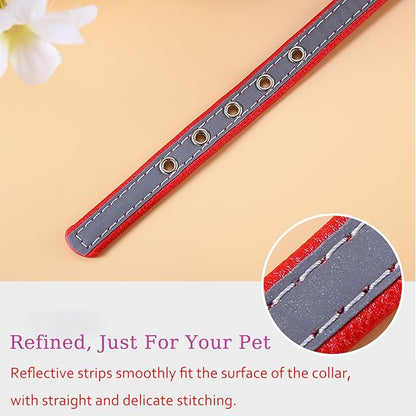 Yonsbox Personalized Reflective Dog & Cat Collar with Silent ID Tag, Custom Engraved Pet Name & Phone Number, Ultra Soft Microfiber, No-Jingle Safety Collar for Small Medium Large Dogs