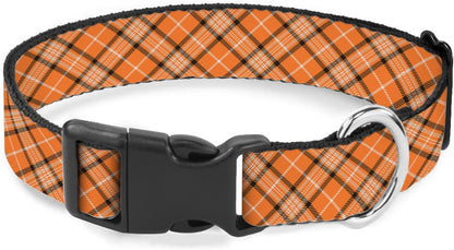 Orange Black Plaid Gingham Thanksgiving Dog Collars Soft Adjustable Collar Strap for Small Medium Large Dogs Cats Pet