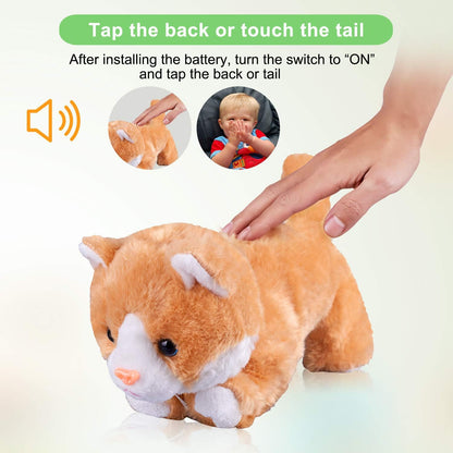 Yellow Robot Cat Plush Stuffed Animal Interactive Meow Kitten Touch Control Electronic Pet Robotic Kitty Toy, Animated Toy Cats for Girls Baby Kids