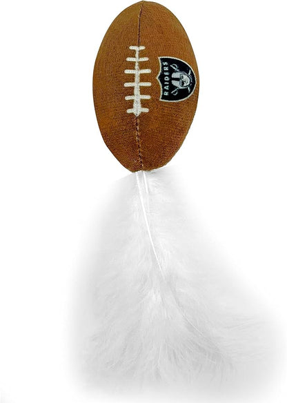 BEST PLUSH CAT TOY - NFL LAS VEGAS RAIDERS Complete Set of 3 piece Cat Toys filled with Fresh Catnip. Includes: 1 Helmet Cat Toy, 1 Football Cat Toy with Feathers & 1 Beer Bottle. Beautiful Team LOGOS