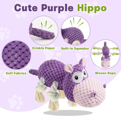 Squeaky Dog Toy - Plush Interactive Chew Toy for Large, Medium and Small Dogs, Keeps Them Busy (Purple, Medium)