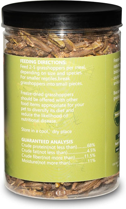 Freeze Dried Grasshoppers – 4.5 Oz High Protein Freeze Dried Grasshoppers for Reptiles, Food for Bearded Dragons Lizards, Geckos, Birds, Hedgehogs