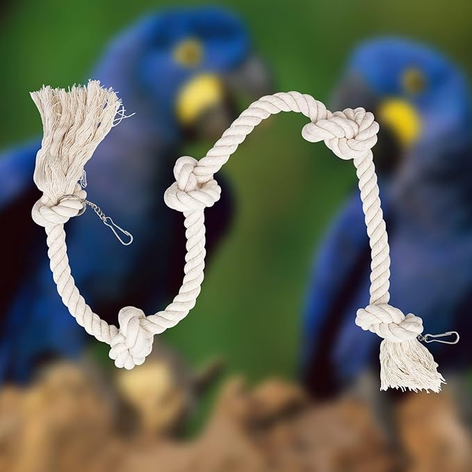 78.7 Inches Cotton Climbing Rope Toy, Lengthen and Bold Bird Ladder Bridge, Swing Toys, Pet Cage Accessories for Parakeets, Cockatiels, Macaw, African Grey Parrot