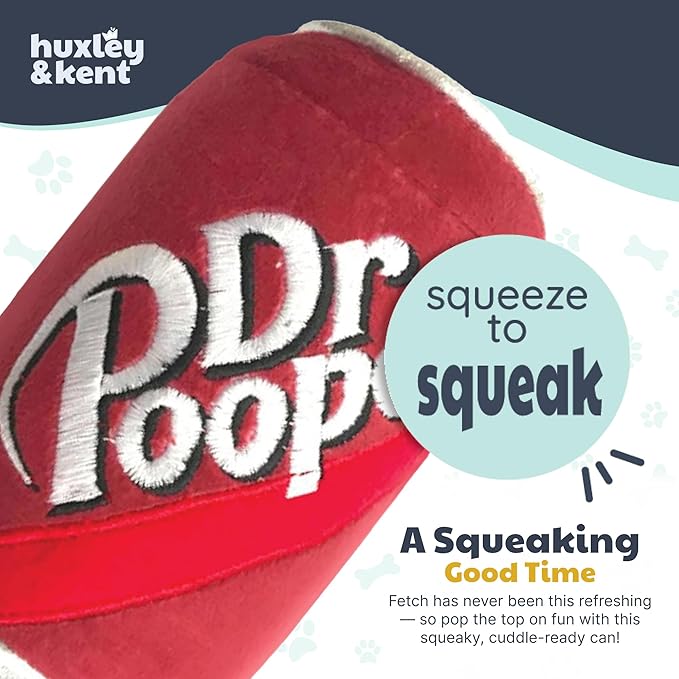 Huxley & Kent Funny Dog Toy w/Squeaker – Power Plush Squeaky Dog Toys for Small, Medium & Large Dogs – Soft Stuffed Animal for Indoor Play & Fetch - Dr Pooper, Large