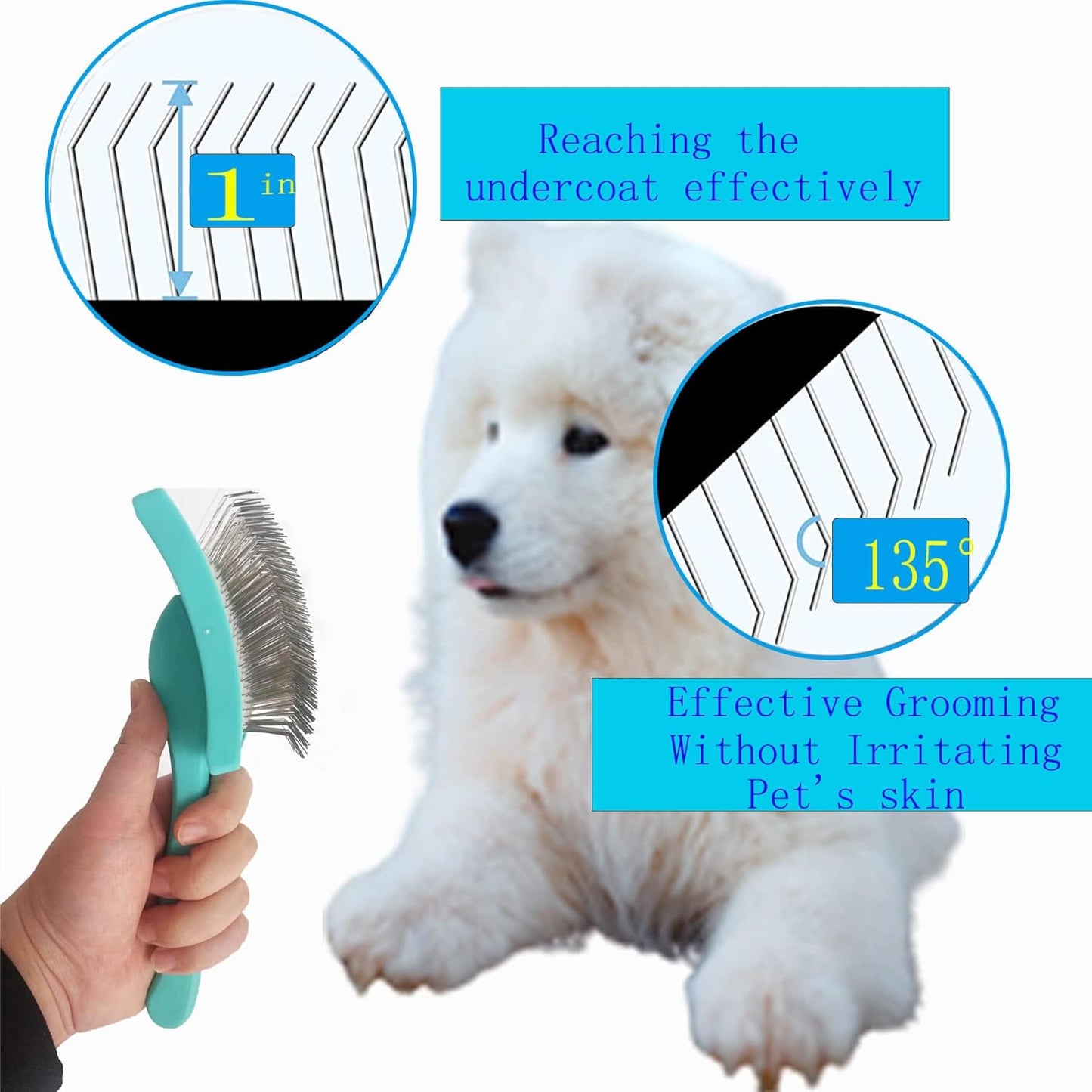 Extra Long Pin Slicker Brush for Dog-Slicker Brush for Dogs Goldendoodles,Large Firm Deshedding Pet Undercoat Grooming Tool