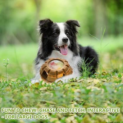 Yipetor Treat Dispensing Dog Toy, Long-Lasting Durable Large Dog Toys, Freezable Fillable Rubber Dog Toys, DIY Interactive Dog Puzzle Play Toy, Holds Kibble, Stopper+Silicone DIY Treat Tray (Large)