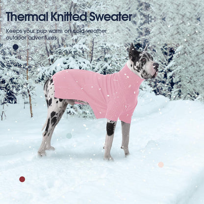 IECOii XL Dog Sweater,Winter Doggy Clothes for Large Dogs Girl Boy,Warm Pullover Soft Dog Sweater Turtleneck,Lightweight & Good Stretch for Active Dogs Like Beagle,Border Collie (Pink,XLarge)