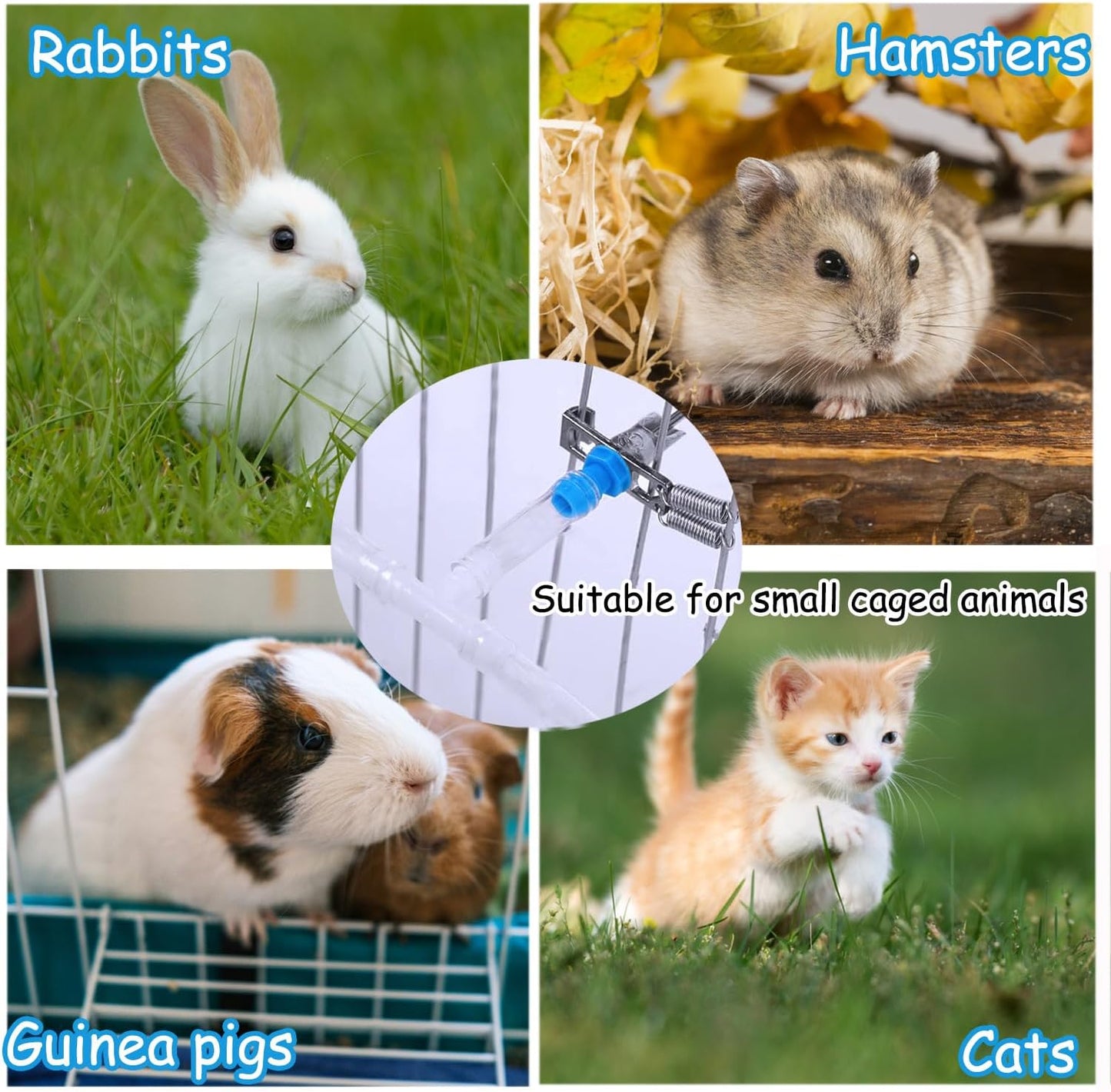 Automatic Rabbit Watering System Kit Include 15 Nipple Drinker Feeders, 20ft Hose, Watering System Bucket Connector, Hole Opener, 6 Spring Latches for Rabbit Cage Doors