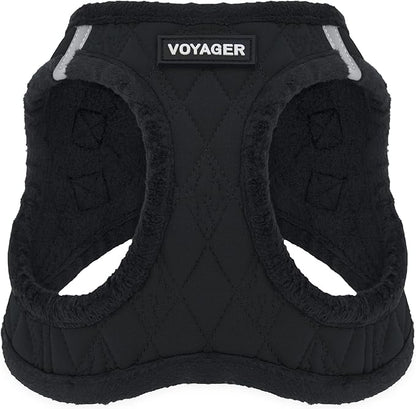 Voyager Step-In Plush Dog Harness by Best Pet Supplies - Step In Vest Harness for Small and Medium Dogs, Soft Plush, Black Plush, size L - Chest: 18 - 20.5"