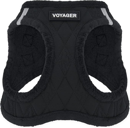 Voyager Step-In Plush Dog Harness by Best Pet Supplies - Step In Vest Harness for Small and Medium Dogs, Soft Plush, Black Plush, size L - Chest: 18 - 20.5"
