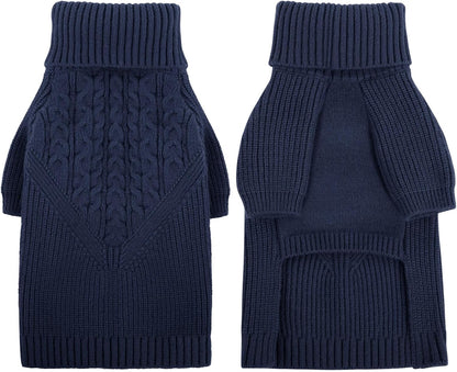 Queenmore XL Dog Sweater, Large Dog Sweaters for Dogs Girl or Boy, Extra Large Dog Christmas Sweater, Winter Big Dog Sweatshirt Knitwear, Pet Chunky Warm Coat for Small Medium Size Dogs, NavyBlue XL