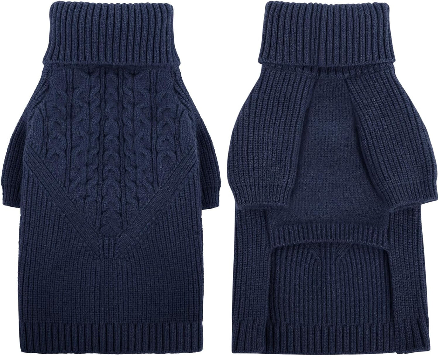 Queenmore XS Dog Sweater, Dog Sweaters for Small Dogs Girl or Boy, Dog Christmas Sweater XSmall, Winter Puppy Doggie Sweatshirt Knitwear, Pet Chunky Warm Coat for Medium Large Size Dogs, NavyBlue XS