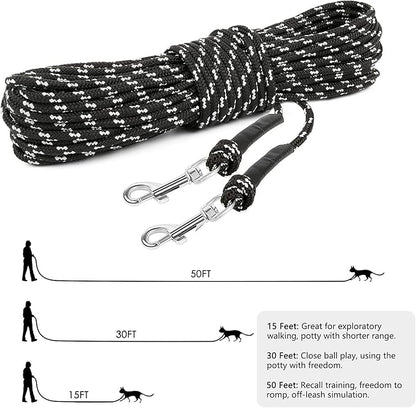 Rypet Reflective Cat Long Leash - 15 FT Escape Proof Walking Leads Yard Long Lead Durable Safe Personalized Extender Leash Traning Play Outdoor for Kitten, Puppy, Rabbit and Small Animals
