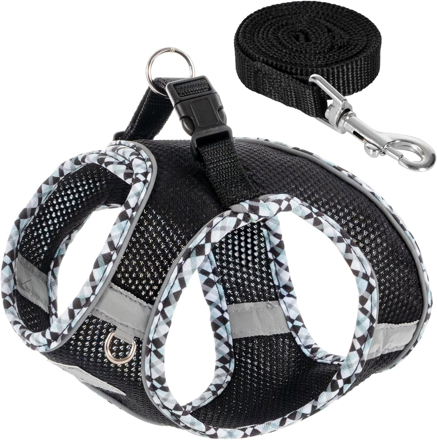 Dog Harness & Leash Set - No Pull Soft Breathable Small Dog Harness, Adjustable Reflective Step-in Vest for Puppy, Kitten, Cats