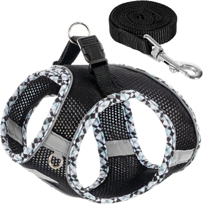 Dog Harness & Leash Set - No Pull Soft Breathable Small Dog Harness, Adjustable Reflective Step-in Vest for Puppy, Kitten, Cats