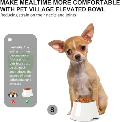 Dog Bowls,Cone Friendly Non Slip Single Dog Bowl with Stainless Steel Inner, Raised Bowls for Small Dogs Spaniel Dogs Long Ear, High Capacity, S/1 Cup White