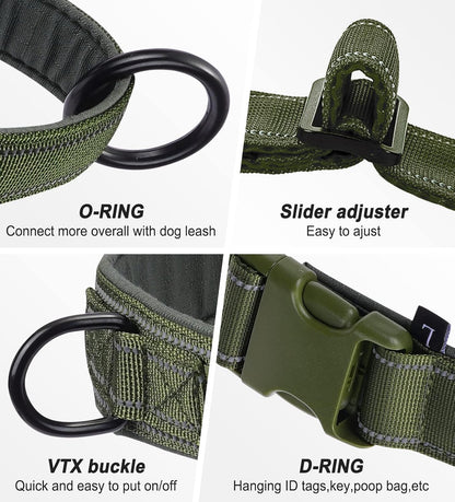 Green No Pull Dog Harness for Small Medium Large Sized Dog, Reflective Escape Proof Adjustable Dog Harnesses with 2 Patch, S