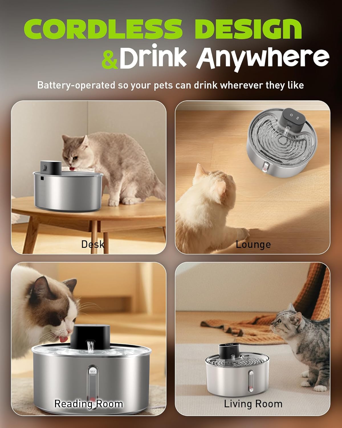 6 Packs Replacement Filters for Cat Water Fountain, Filters & Sponges with Activated Carbon, Ion Exchange Resin, Compatible with Cordless Automatic Water Fountain