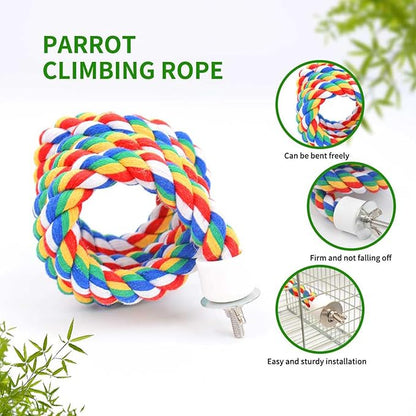 31.5-Inch × 0.8-Inch Diameter Nipple Style Bird Rope Perch, Bird cage Accessories, Rope perches for Conures,Parrots,Cockatiel,Lovebird,Budgerigar,Parakeet perches Birds Standing Pole