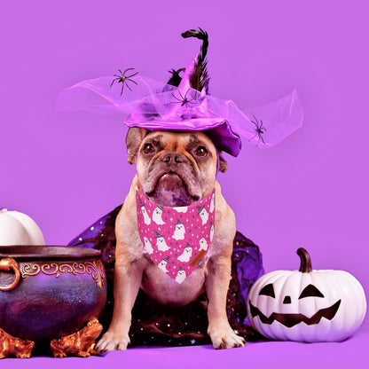 ADOGGYGO Halloween Dog Bandana, Pumpkin Ghost Pet Scarf, Premium Durable Fabric, Adjustable Fit Halloween Bandanas for Medium Large Dogs Pets (Large)