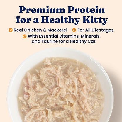 Solid Gold Wet Cat Food Shreds in Gravy - Healthy Canned Cat Food Made w/Real Chicken & Mackerel Shreds, Vitamins & Minerals - Grain Free & Gluten Free Canned Meals for Cats & Kittens - 24ct/3oz Can