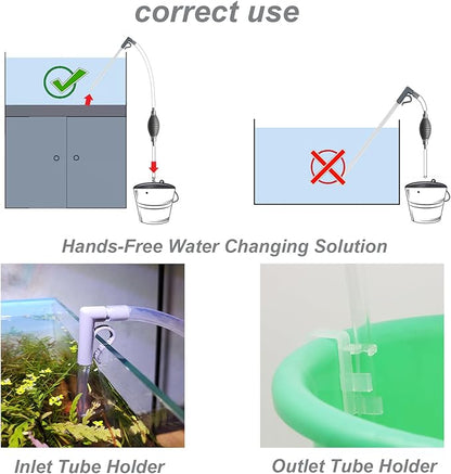Compact Aquarium Siphon Vacuum and Water Changer Kit with Cleaning Brush. Perfect for Simultaneous Water Changing and Cleaning in Small Fish Tanks. Gravel and Sand Cleaning.