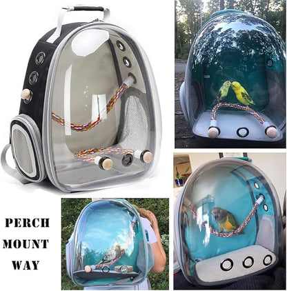 Bird Travel Backpack Carrier, Clear Bubble Window Transport Backpack for Birds, Space Capsule Astronaut Liked Vet Carry Book Bag for Parakeet Parrot (M-YEL, Clear Bubble)