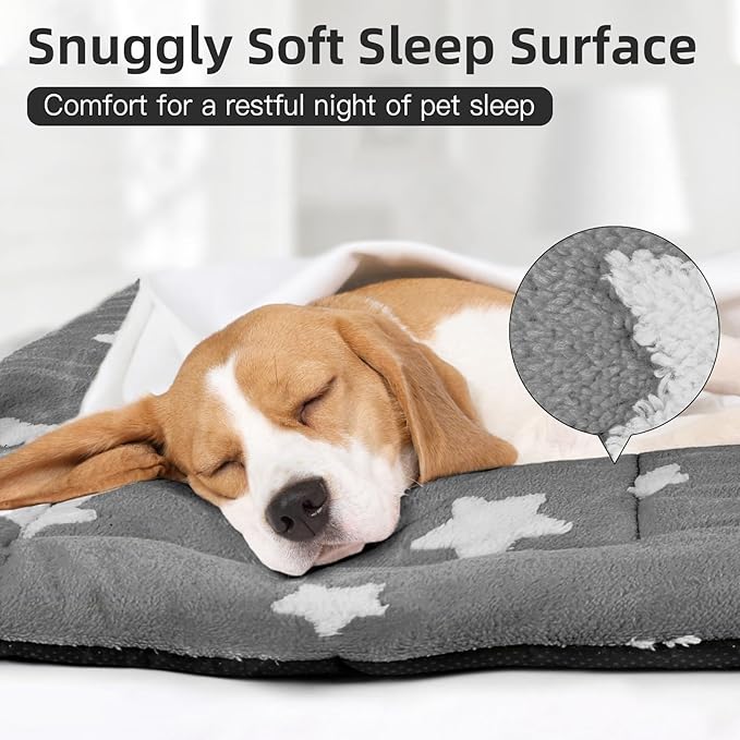 Mora Pets Dog Crate Pad Kennel Bed Crate Mat for Small Dogs Washable Cute Star Pet Bed for Dog Cage Ultra Soft Flat Puppy Cat Kitten Pillow Cushion for Sleeping Anti-Slip Grey 24 x 18