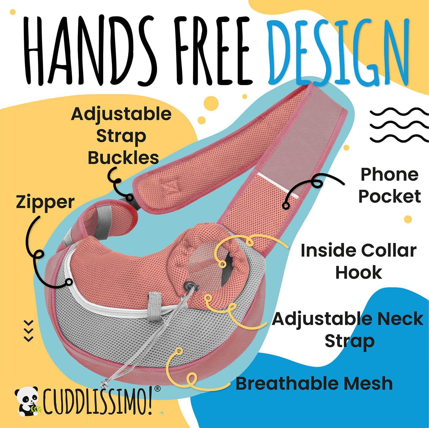 Pet Sling Carrier - Soft Front-Chest Holder Bag Pouch for Small Pets (Ideal for Dogs, Puppies & Cats 6–10 lbs) - Carefully Sized for Yorkie, Maltese, Chihuahua, Papillon Doggy -(Red-L)