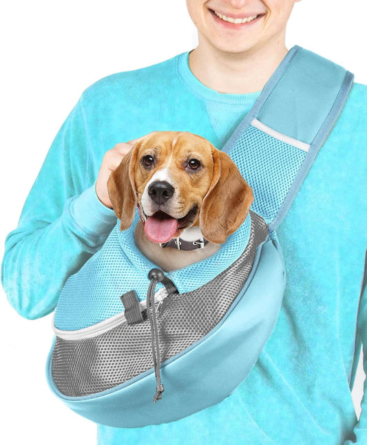 Pet Sling Carrier - Soft Front-Chest Carrying Bag for Small Pets (Ideal for Dogs & Cats 6–10 lbs) - Carefully Sized for Yorkshire Terrier, Maltese, Toy Poodle, Papillon - (Blue-L)