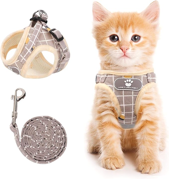Khaki-Pattern, XS Cat & Dog Vest Harness - All-Weather Reflective Mesh Step-in Adjustable Harness for Walking