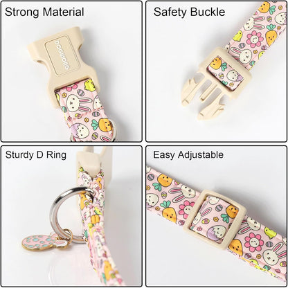 DOGWONG Easter Dog Collar, Cute Egg Bunny Dog Collars, Adjustable Easter Pet Collars Design Dog Collar with Quick Release Buckle for Small Dogs