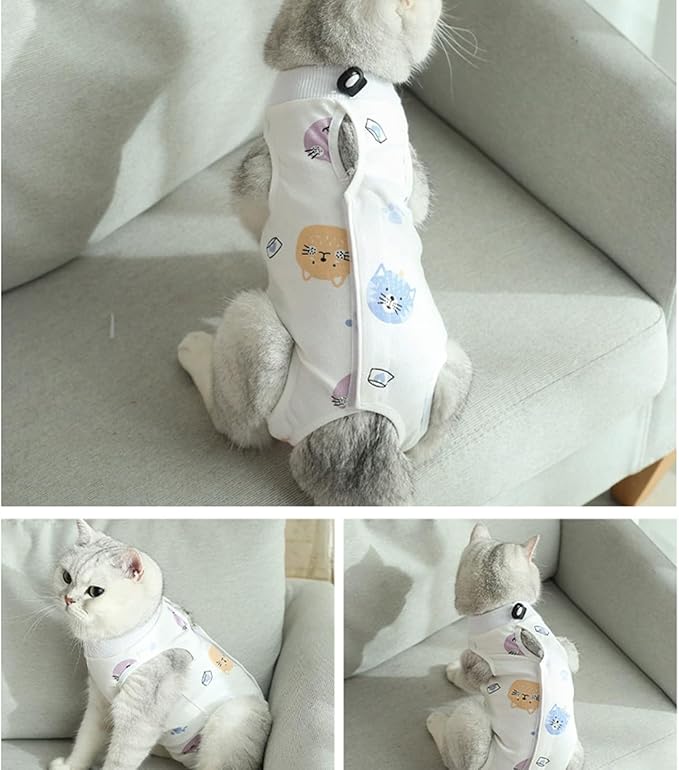 Cat Recovery Suit for Spay Abdominal Wounds Female, Onesie for Cats After Surgery, Surgery Recovery Suit Kitten Onesie for Cats Anti Licking (Cat, Medium)