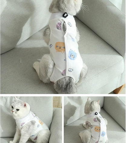 Cat Recovery Suit for Spay Abdominal Wounds Female, Onesie for Cats After Surgery, Surgery Recovery Suit Kitten Onesie for Cats Anti Licking (Cat, Medium)