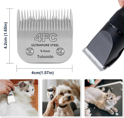 Clipper Blades Pet Grooming Clipper Replacement Blades Detachable Blade Compatible with andis/wahl/Oster Dog Clippers (4FC)