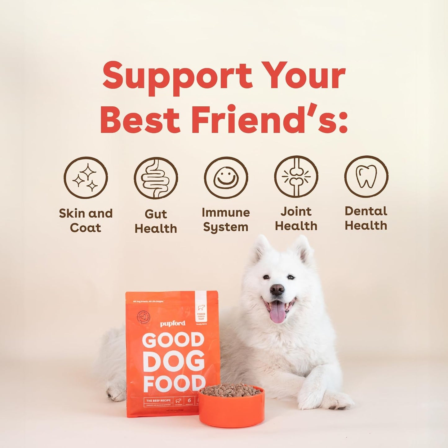 Pupford Good Dog Food, Freeze-Dried Raw, High-Protein, Superfood Ingredients, Vet-Approved, No Fillers or Artificial Additives (Beef Recipe, 16 oz)