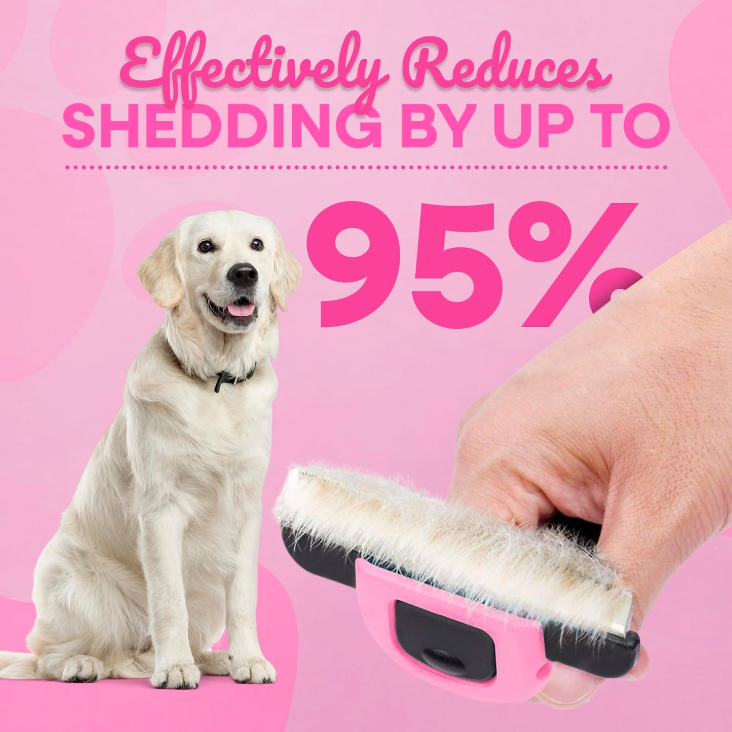 Sinko Deshedding Tool for Dogs & Cats, Pet Grooming Brush, Skin Friendly Deshedding Tool, Dog Brush for Shedding, Effectively Reduces Shedding by up to 95% for Short Medium Long Pet Hair (Pink)