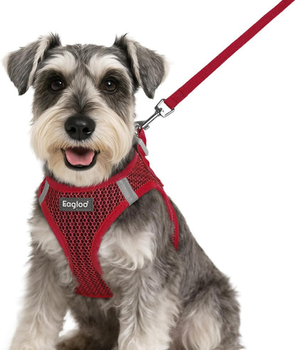 Eagloo Small Dog Harness and Leash Set, Step in Puppy Vest with Breathable Soft Mesh, Walking Reflective Pet Harness for Small Dogs, Red, S