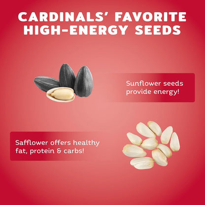 Audubon Park Cardinal Wild Bird Seed - 8 lb. No Corn, Milo, or Millet – Sunflower & Safflower Mix – Bird Food for Outside Feeders