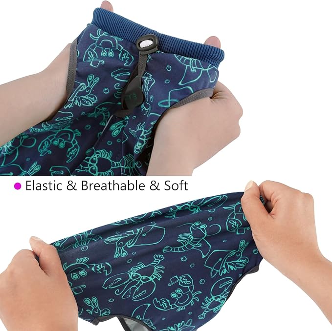 Cat Surgery Recovery Suit Cat Onesie for Cats After Surgery for Surgical Abdominal Wound Or Skin Diseases E-Collar Alternative Wear Neutering Bodysuit Wear (Dark-Blue-L)