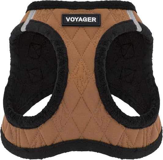 Best Pet Supplies - All Weather Mesh/Plush, Reflective, No Pull Harness for Small, Medium Dogs, Cats - Secure with Hook & Loop Fastener, Buckle, Double D-Rings - Beige Plush, L