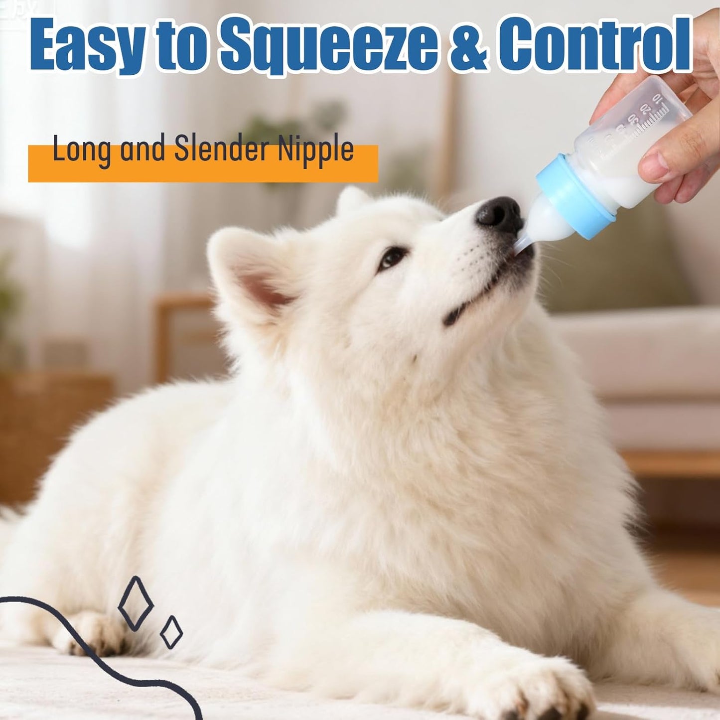 DEMORA Kitten Bottle Feeding Kit, Graduated Nursing Feeding Bottles for Pet Kitten Puppy Hamster Rabbit with Two Kinds of Replaceable Nipples Feeder (Clear, 2 oz)