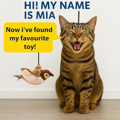 Toys Rechargeable Flapping Bird Sparrow (Not Flying), Lifelike Chirp Tweet, Touch Activated Kitten Toy Interactive Cat Exercise Toys for All Breeds Cat Kicker Catnip Toys (White Sparrow)