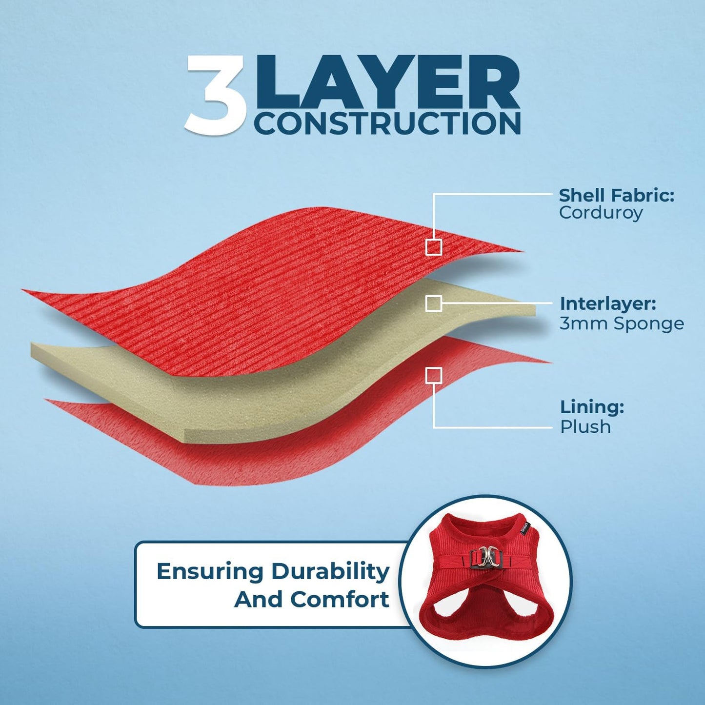 Voyager Step-In Plush Dog Harness – Soft Plush, Step In Vest Harness for Small and Medium Dogs by Best Pet Supplies - Harness (Red Corduroy), XS (Chest: 13 - 14.5")