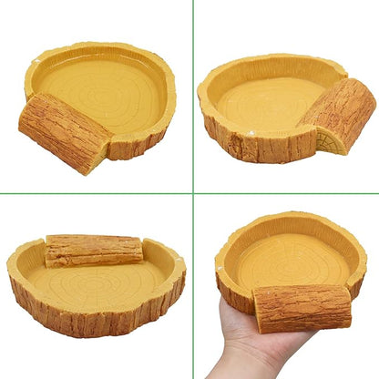 Hermit Crab Pool, Resin Reptile Water Bowl & Bathing Dish, Aquarium Tank Cage Habitat Accessories for Small to Medium Hermit Crab Turtles Lizard Frog Gecko Bearded Dragon