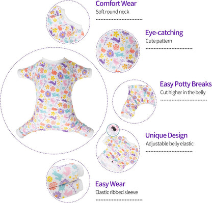 CuteBone Small Dogs Outfit Soft Puppy Onesies Pjs Dog Easter Rabbit Pajamas Pet Coat Cat Apparel Comfy Doggie Jumpsuit Bodysuit for All Seasons P276XL
