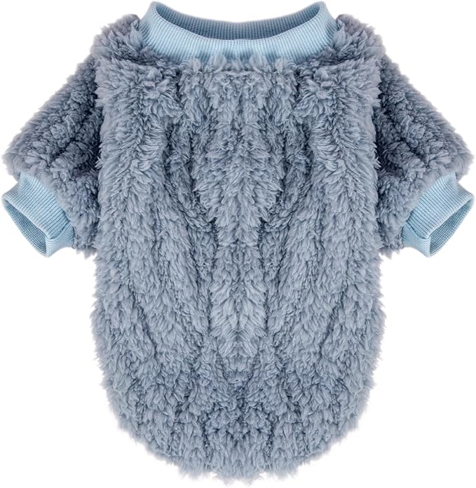 FabriCastle Small Dog Sweaters, 3-Pack Dog & Cat Clothes, Ultra Soft and Warm Pet Jackets for Small Dogs Boy & Girl, Winter Pet Apparel Costumes, Puppy Outfits (Blue,Grey,Doe, Large)