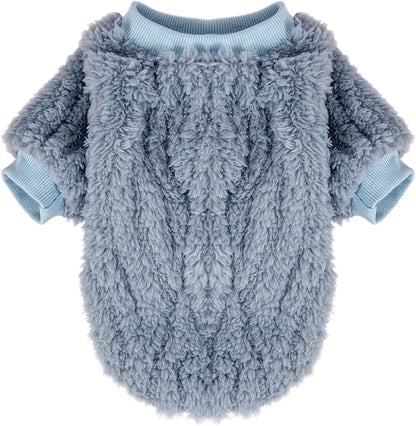 FabriCastle Small Dog Sweaters, 3-Pack Dog & Cat Clothes, Ultra Soft and Warm Pet Jackets for Small Dogs Boy & Girl, Winter Pet Apparel Costumes, Puppy Outfits (Blue,Grey,Doe, Large)