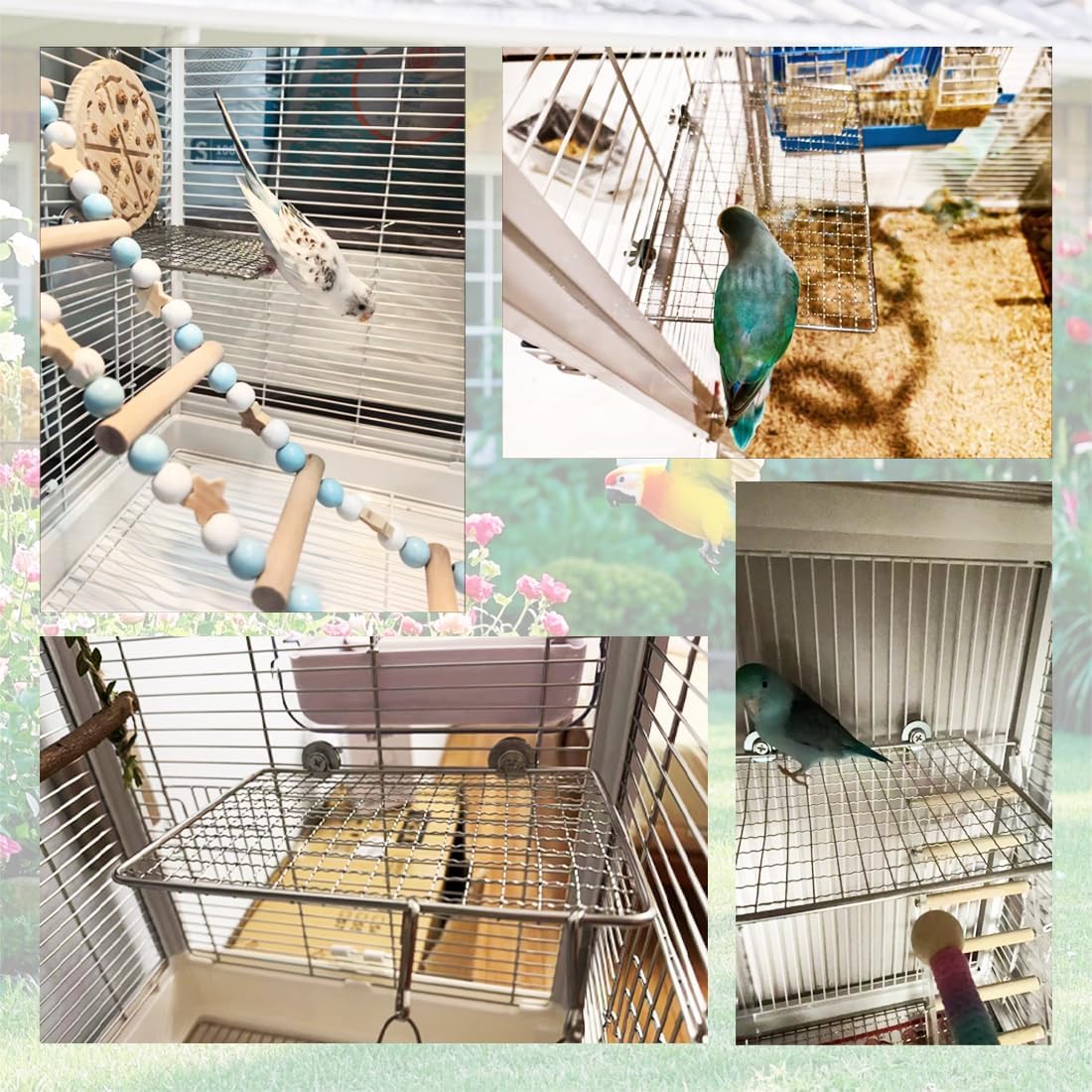 Parrot Perch Platform, Stainless Steel Bird cage Stand, Bird cage Accessories, Suitable for Birds, Parrots, Macaws, Budgies, Parakeets, Hamsters and Other Small Animals (Large, 7 * 11in)